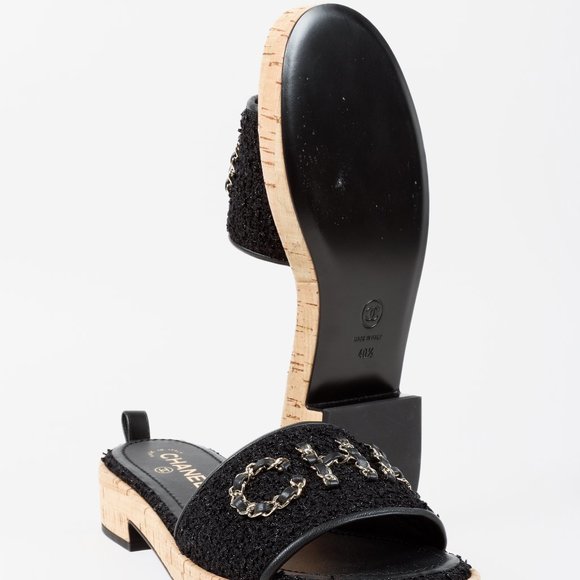 Chanel 21C Tweed Chain Letter Slides - Picture 5 of 12